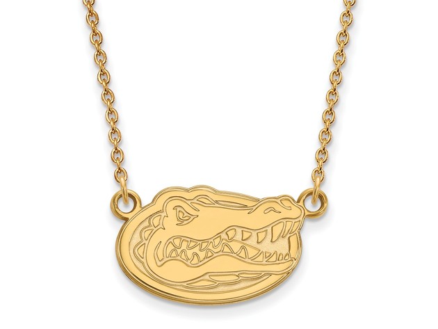 14k Yellow Gold U of Florida Small Gator Pendant Necklace
