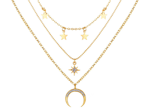 3-Piece Celestial Drop Necklace with Swarovski Crystals