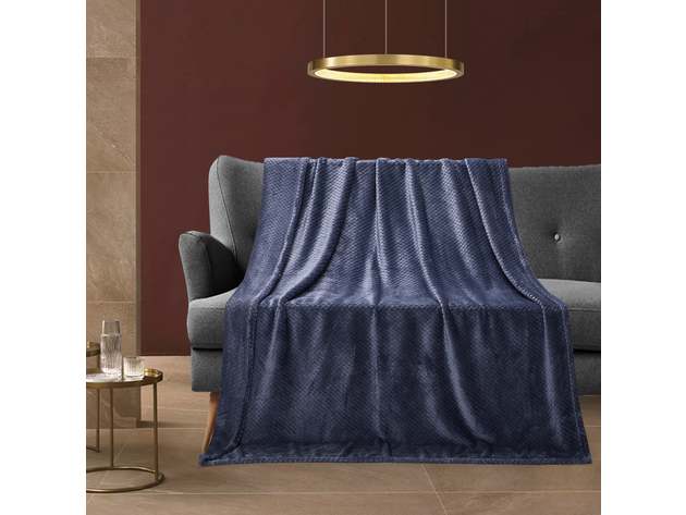 Classic Textured Fleece Throw Midnight