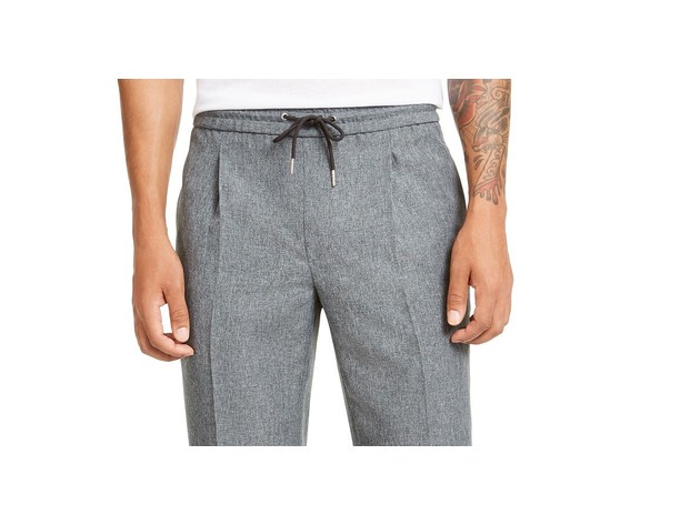 Alfani Men's Pleated Drawstring Pants Gray Size Extra Large