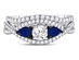 1.35 Carat (G-H, I1-I2) Diamond Engagement Ring Bridal Wedding Set in 14K White Gold with Blue Sapphires - 8.5