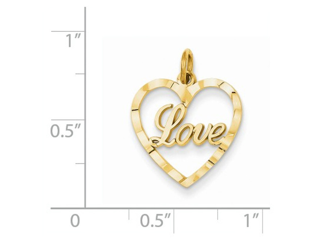 Heart Shaped LOVE Pendant Necklace in 14K Yellow Gold