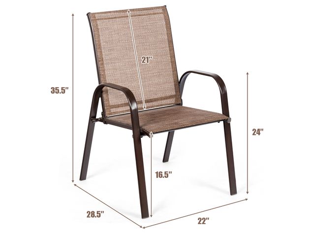 Costway 2 Piece Patio Chairs Deck Yard W/Armrest - Brown