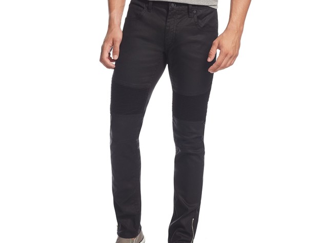 INC International Concepts Men's Skinny-Fit Moto Jeans With Zipper Details  Black Size 36X32