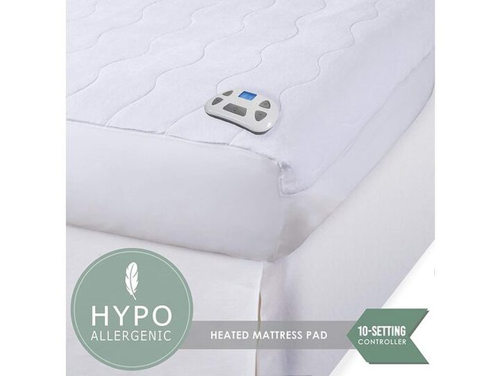 Serta Microplush Electric Heated Warming Mattress Pad - White | StackSocial