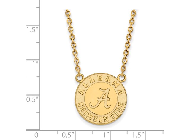 NCAA 14k Yellow Gold U of Alabama Lg Logo Disc Pendant Necklace