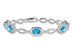 9/10 Carat Swiss Blue Topaz Link Bracelet in Sterling Silver