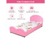 Costway Kids Children PU Upholstered Platform Wooden Princess Bed Bedroom Furniture - Pink