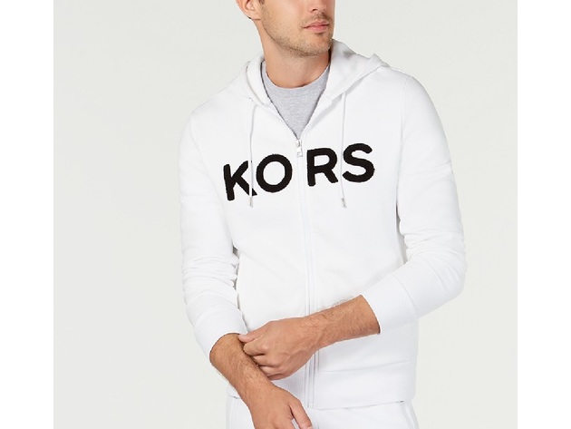 Michael Kors Men's Logo Fleece Full-Zip Hoodie White Size Small |  StackSocial