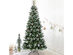 Costway 8 ft Snow Flocked Artificial Christmas Hinged Tree w/ Pine Needles & Red Berries - Green/White/Red