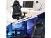 Costway Massage Gaming Chair Racing Office Computer Recliner with Lumbar Support - Black+Grey