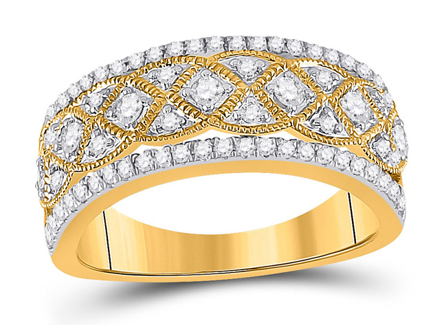 14K Yellow Gold 1/2 Carat (ctw G-H, I1-I2) Diamond Band Ring - 8