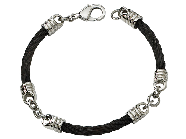 Mens Chisel Bracelet in Black Plated Stainless Steel 9 Inch