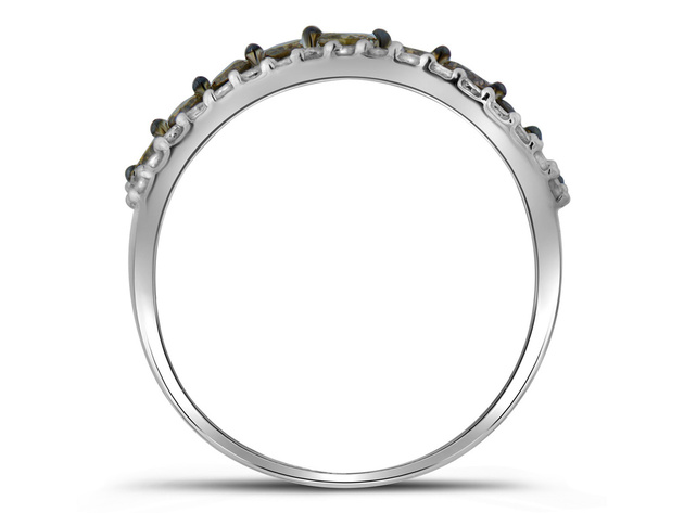 White and Champagne Diamond Ring 3/4 Carat (ctw Clarity I2-I3 Color-J-K) in 10K White Gold - 8