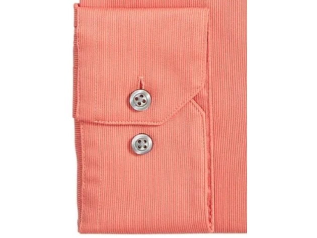 Alfani Men's Big & Tall Bedford Cord Dress Shirt Tangerine Size 20x37-38