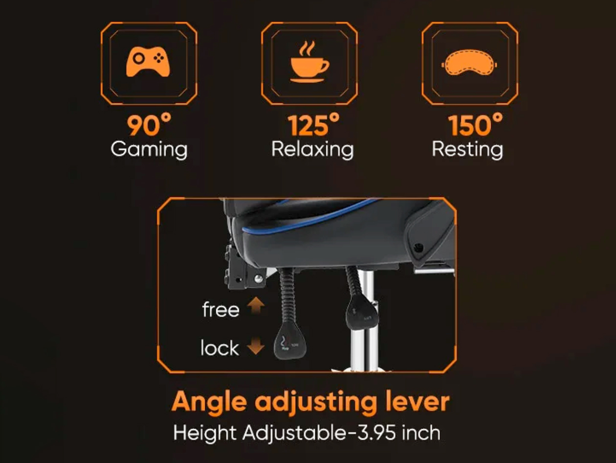 Dragon X2 Gaming Chair with Lumbar Support & Foot Rest (Gray)