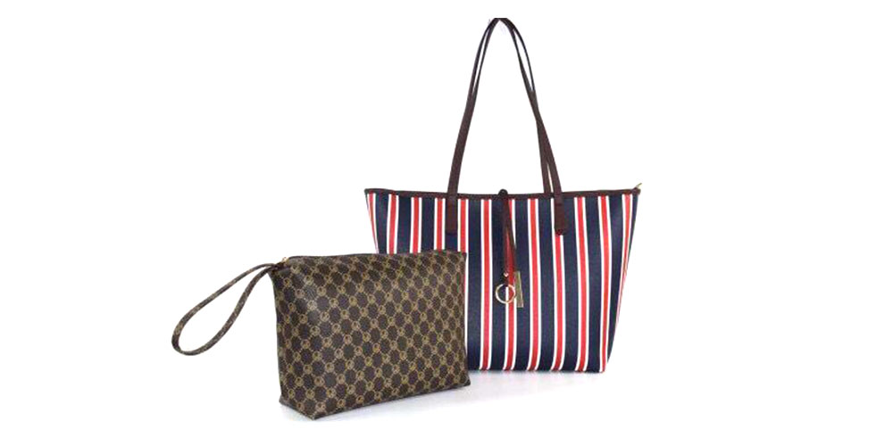 Striped Collection Tote & Wallet Set