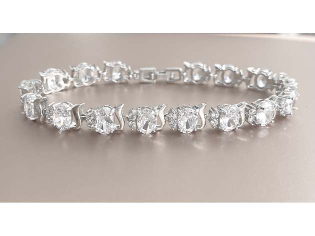 Cubic Zirconia Tennis Bracelets for Women with White Diamond Cubic Zirconia Oval and Round Cut