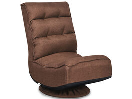 Costway Gaming Chair Fabric 5-Position Folding Lazy Sofa 360 Degree Swivel Coffee - Coffee