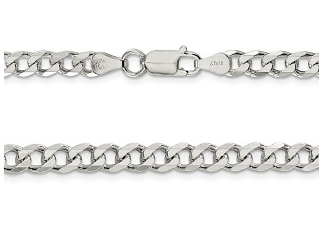 Curb Chain Bracelet in Sterling Silver 7 Inches (6.0mm)