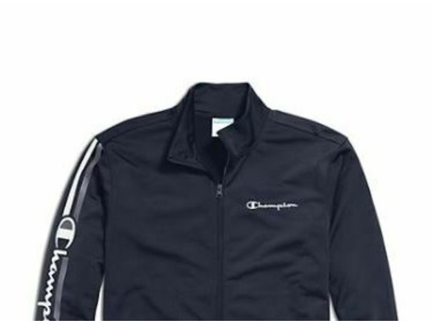 Champion Men's Logo-Stripe Track Jacket Blue Size XX Large