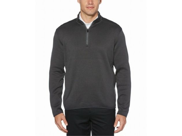 PGA Tour Men's Quarter-Zip Fleece-Lined Golf Sweater Silver Size Extra Large