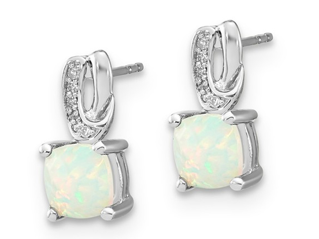 1.70 Carat (ctw) Lab Created Opal Stud Earrings in Sterling Silver