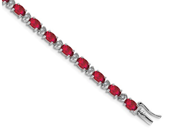 Lab Created Ruby Bracelet 10.80 Carat (ctw) in 14K White Gold