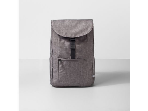 Made By Design Adult Unisex Draw Tight Top Pockets Flat Backpack, 17 Inches, Gray