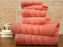 6-Piece Bibb Home 100% Egyptian Cotton Towel Set (Coral)