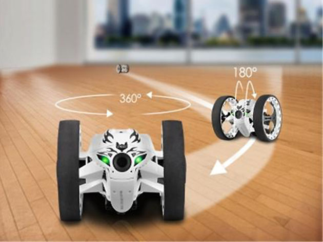 Remote Control 2-Wheeled Jump Car Toy: White