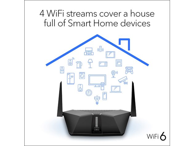 Netgear RAX40-100NAS Nighthawk 4-Stream AX4 Wi-fi 6 Router AX3000 Wireless Speed (New)