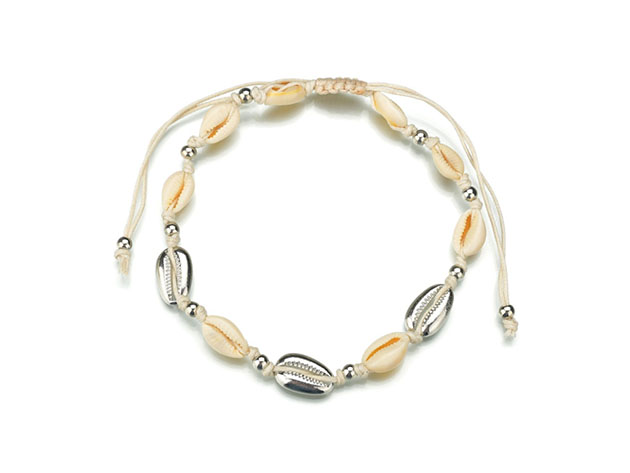 Ocean & Earth Cowrie Shell Statement Necklace (Silver)