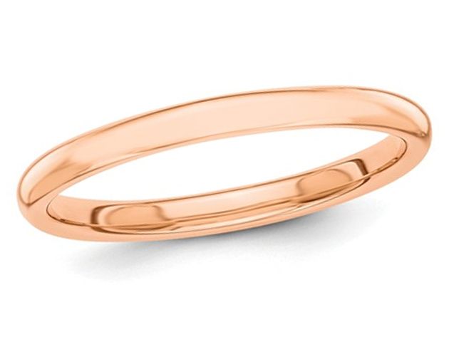 Ladies 2mm Stackable Wedding Band in 14K Rose Gold - 8