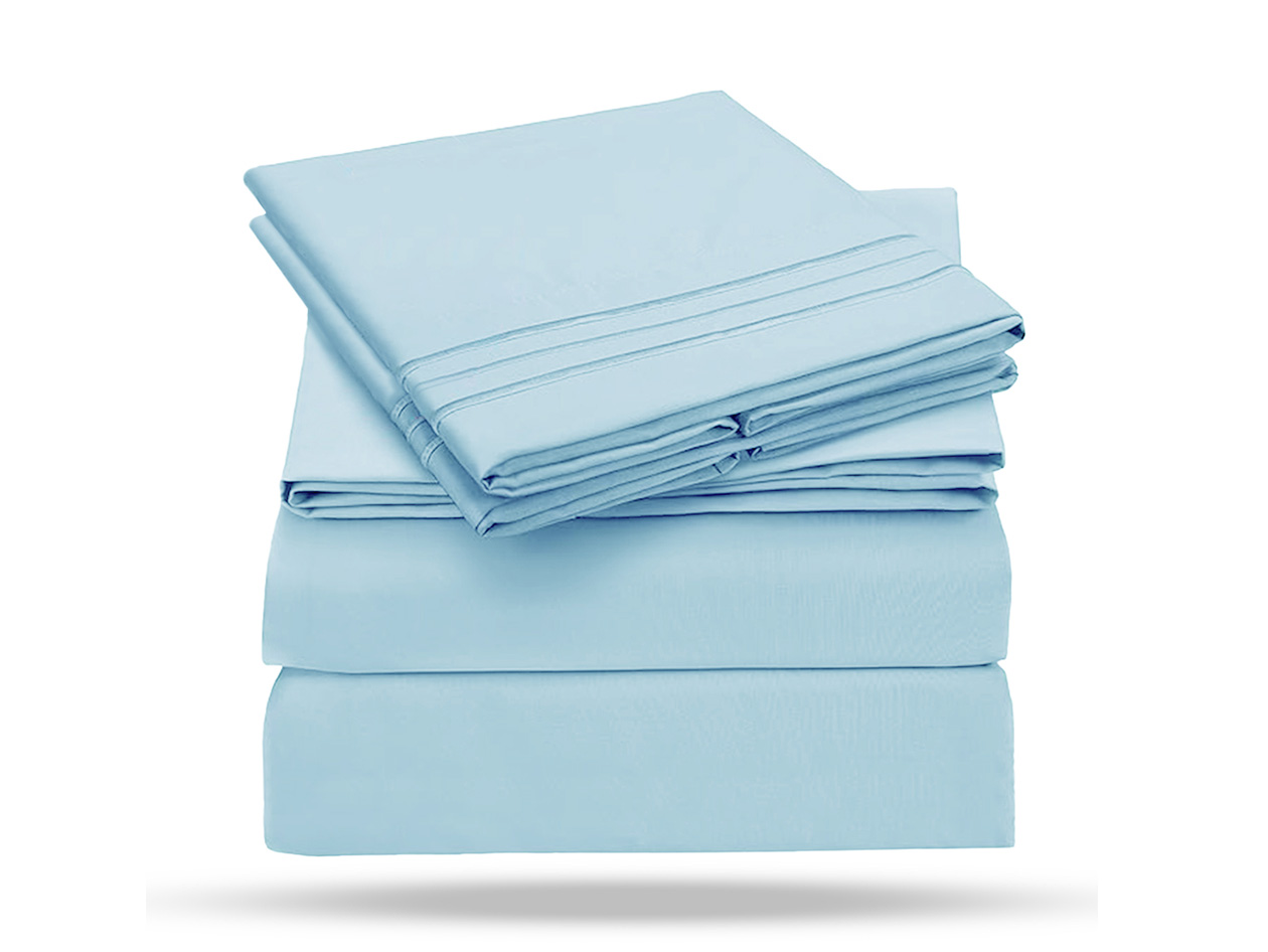 The Luxe 4-Piece Microfiber Bed Sheet Set (Blue/Twin)