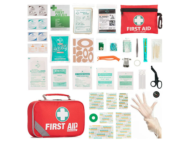 258-Piece First Aid Kit (Includes Eyewash, Ice Pack, Moleskin Pad & Emergency Blanket)