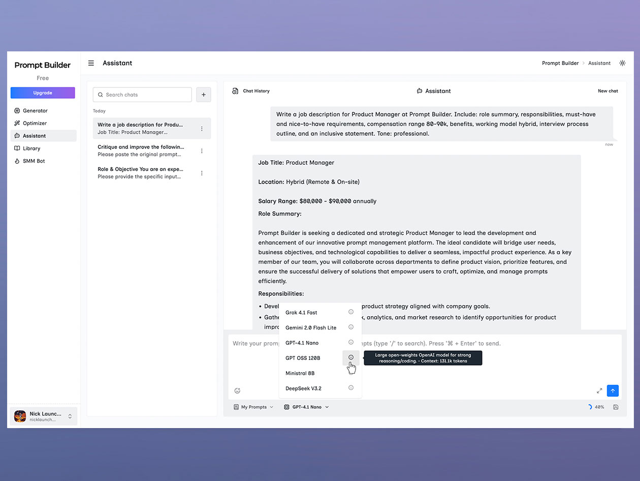 PromptBuilder - AI Prompt Engineer: Lifetime Subscription (Max Plan)