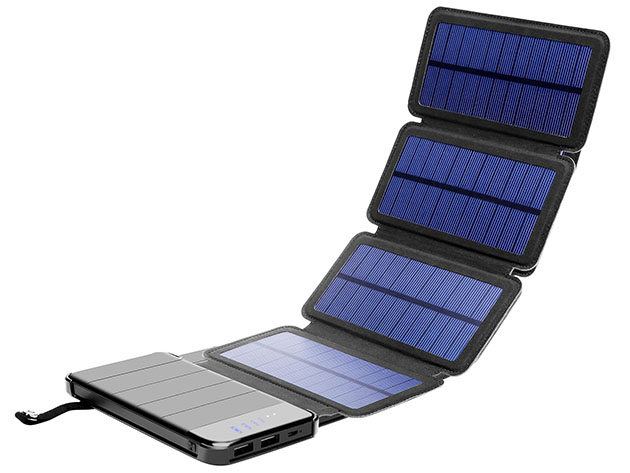 4-Panel Foldable Solar Phone Charger & 10,000mAh Power Bank