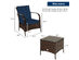 Costway 3 Piece Patio Rattan Furniture Set Coffee Table & 2 Rattan Chair W/Navy Cushions 