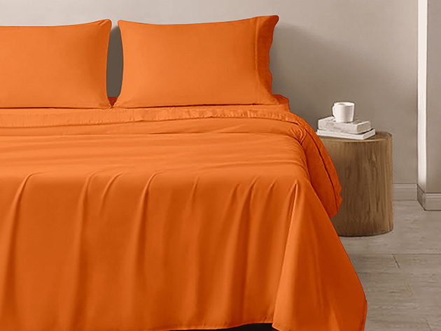 4-Piece Microfiber Sheet Set (Orange/King)