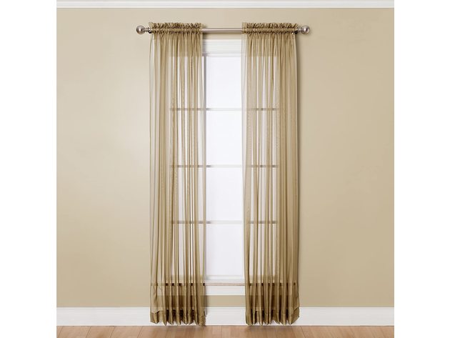 Miller Curtains Corona Sheer Angelica Voile 59 Inch x 95 Inch Rod Pocket Panel, Polyester & Polyester Blend, Coal
