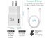 Wall Charger with USB-C High Speed Charge & Sync Cable for Samsung Galaxy S8/S9, LG G5/G6/Huawei-White 2 Pack - White