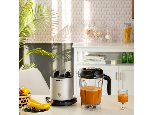 Costway 1500W Countertop Blender Smoothie Maker High Power Blender w/ 10 Speeds - Black/Silver