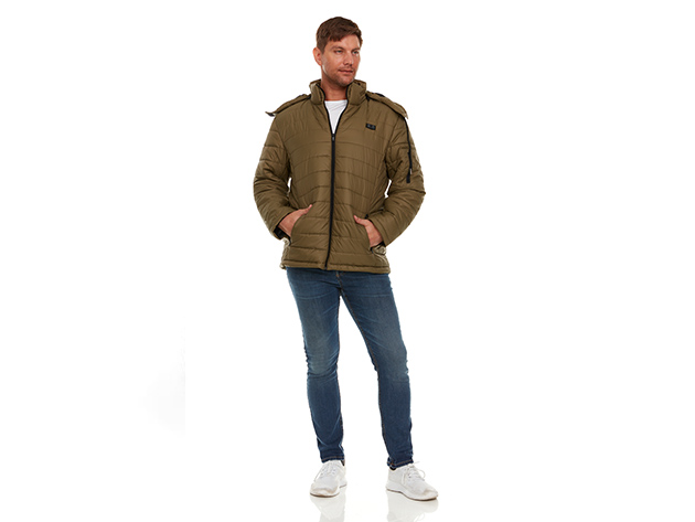 Helios Paffuto Heated Men's Coat with Power Bank (Olive/Small)