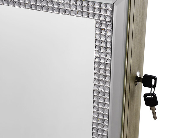 Sparkle Cheval Mirror Jewelry Armoire (Royal Champagne)