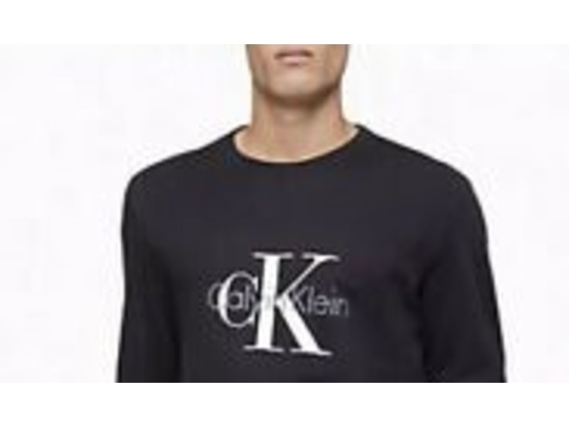 Calvin Klein Men's Metallic Logo Print Crewneck Sweatshirt Black Size Large