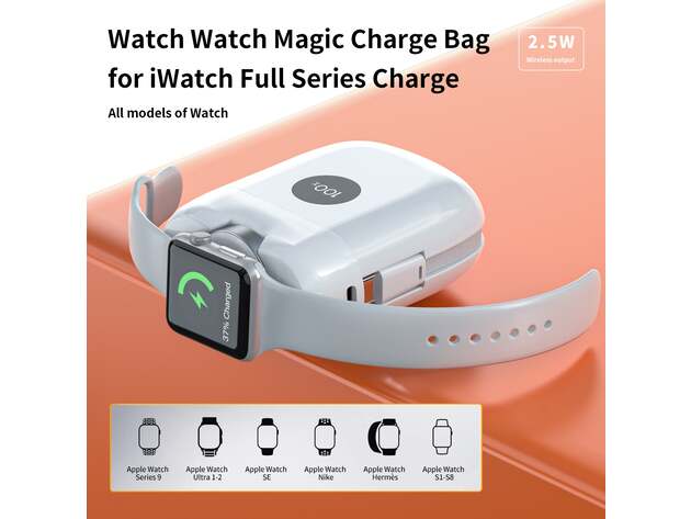 3-in-1 Wireless Travel Charger for Apple Watch with USB-C & 5000mAh Power Bank