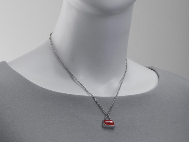 Ferragamo Charms Sterling Silver Necklace - 17mm Red Enamel (Store-Display Model)