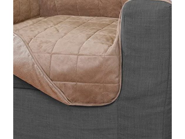 Serta Microsuede Electric Warming Furniture Protector Easy Care Loveseat Protector Tan - Tan