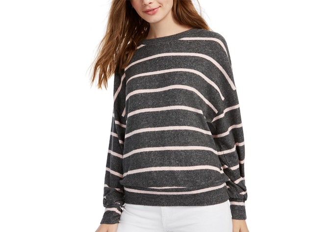 Gypsies & Moondust Juniors' Cozy Striped Dolman-Sleeve Top Brown Size Large